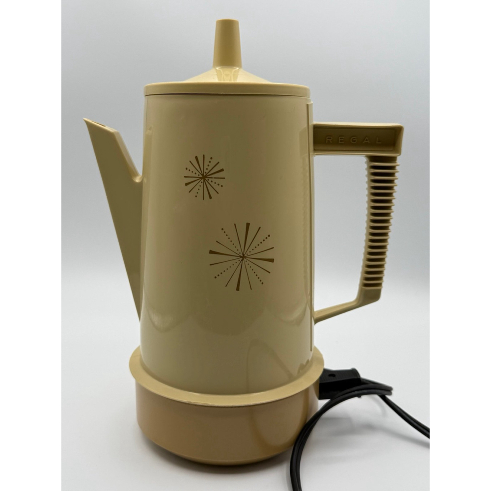 Vintage Regal Poly Perk Electric Coffee Percolator 4–8 Cup Atomic Starburst MCM - Picture 2 of 8